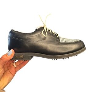 FootJoy Black & White Houndstooth Golf Shoes | Size 6.5M | Classic Saddle Style
